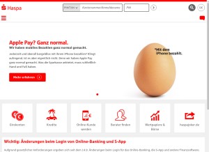 How haspa.de looks like on a tablet such as an iPad.