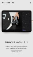 How hasselblad.com looks like on a mobile device such as an iPhone.