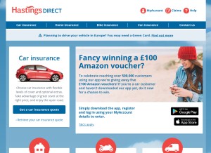 How hastingsdirect.com looks like on a tablet such as an iPad.