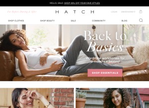 How hatchcollection.com looks like on a tablet such as an iPad.
