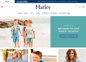 How hatley.com looks like on a tablet such as an iPad.