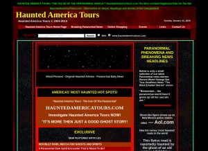 How hauntedamericatours.com looks like on a tablet such as an iPad.