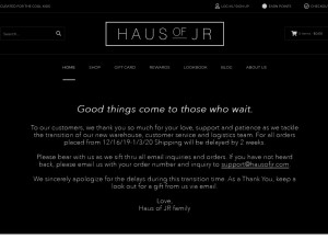 How hausofjr.com looks like on a tablet such as an iPad.