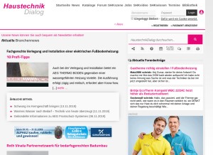 How haustechnikdialog.de looks like on a tablet such as an iPad.