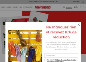 How havaianas.com looks like on a tablet such as an iPad.