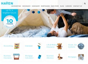 How haven.co.nz looks like on a tablet such as an iPad.