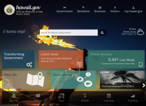 How hawaii.gov looks like on a tablet such as an iPad.
