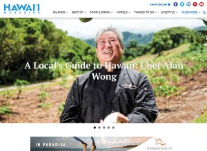 How hawaiimagazine.com looks like on a tablet such as an iPad.