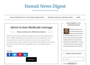 How hawaiinewsdigest.net looks like on a tablet such as an iPad.