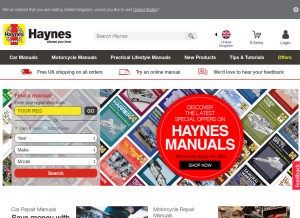 How haynes.com looks like on a tablet such as an iPad.