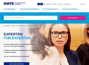 How hays.de looks like on a tablet such as an iPad.