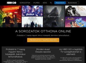 How hbogo.hu looks like on a tablet such as an iPad.