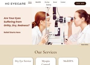 How hceyecare.com.au looks like on a tablet such as an iPad.