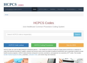 How hcpcs.codes looks like on a tablet such as an iPad.
