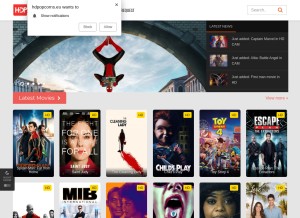 How hdpopcorns.eu looks like on a tablet such as an iPad.