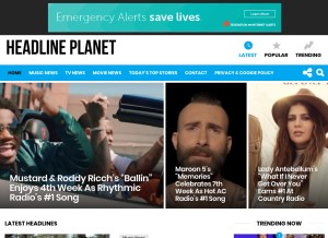 How headlineplanet.com looks like on a tablet such as an iPad.