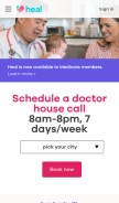 How heal.com looks like on a mobile device such as an iPhone.