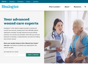 How healogics.com looks like on a tablet such as an iPad.