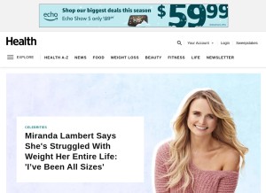 How health.com looks like on a tablet such as an iPad.