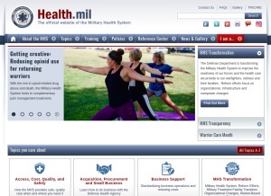 How health.mil looks like on a tablet such as an iPad.