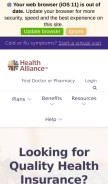 How healthalliance.org looks like on a mobile device such as an iPhone.