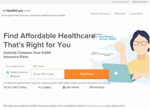 How healthcare.com looks like on a tablet such as an iPad.