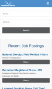 How healthcarejobsite.com looks like on a mobile device such as an iPhone.
