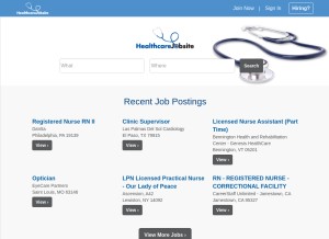 How healthcarejobsite.com looks like on a tablet such as an iPad.
