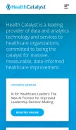 How healthcatalyst.com looks like on a mobile device such as an iPhone.