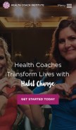 How healthcoachinstitute.com looks like on a mobile device such as an iPhone.