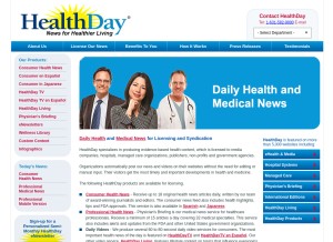 How healthday.com looks like on a tablet such as an iPad.