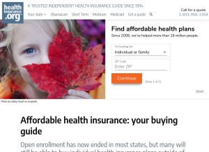 How healthinsurance.org looks like on a tablet such as an iPad.