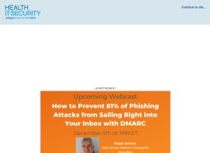 How healthitsecurity.com looks like on a tablet such as an iPad.