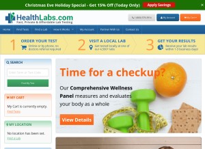 How healthlabs.com looks like on a tablet such as an iPad.