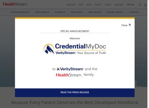 How healthstream.com looks like on a tablet such as an iPad.