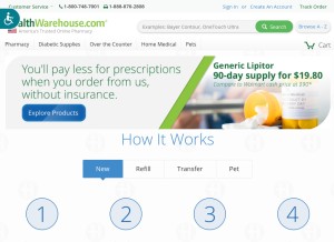 How healthwarehouse.com looks like on a tablet such as an iPad.