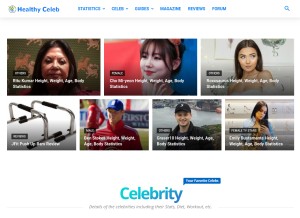 How healthyceleb.com looks like on a tablet such as an iPad.