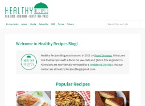 How healthyrecipesblogs.com looks like on a tablet such as an iPad.