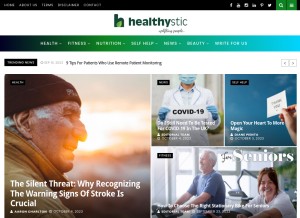 How healthystic.com looks like on a tablet such as an iPad.