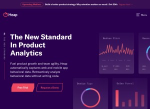 How heapanalytics.com looks like on a tablet such as an iPad.