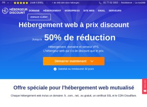 How hebergeur-discount.com looks like on a tablet such as an iPad.