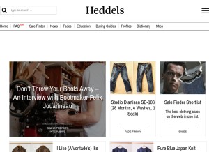 How heddels.com looks like on a tablet such as an iPad.