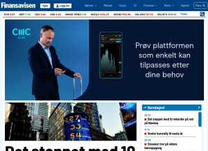 How hegnar.no looks like on a tablet such as an iPad.