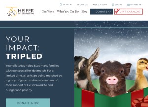 How heifer.org looks like on a tablet such as an iPad.