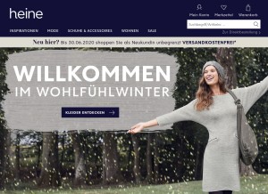 How heine.de looks like on a tablet such as an iPad.
