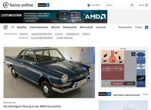 How heise.de looks like on a tablet such as an iPad.
