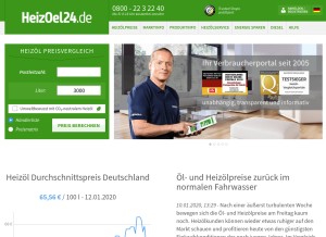 How heizoel24.de looks like on a tablet such as an iPad.