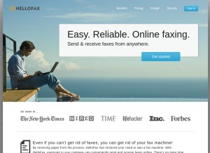 How hellofax.com looks like on a tablet such as an iPad.