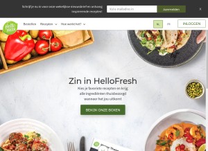 How hellofresh.be looks like on a tablet such as an iPad.