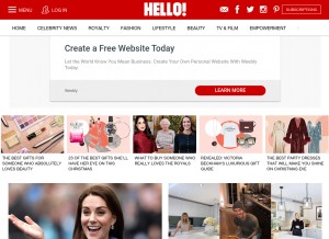 How hellomagazine.com looks like on a tablet such as an iPad.